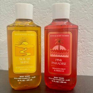 Bath & Body Works Bundle Solar Shine + Pink Paradise Shower Gel